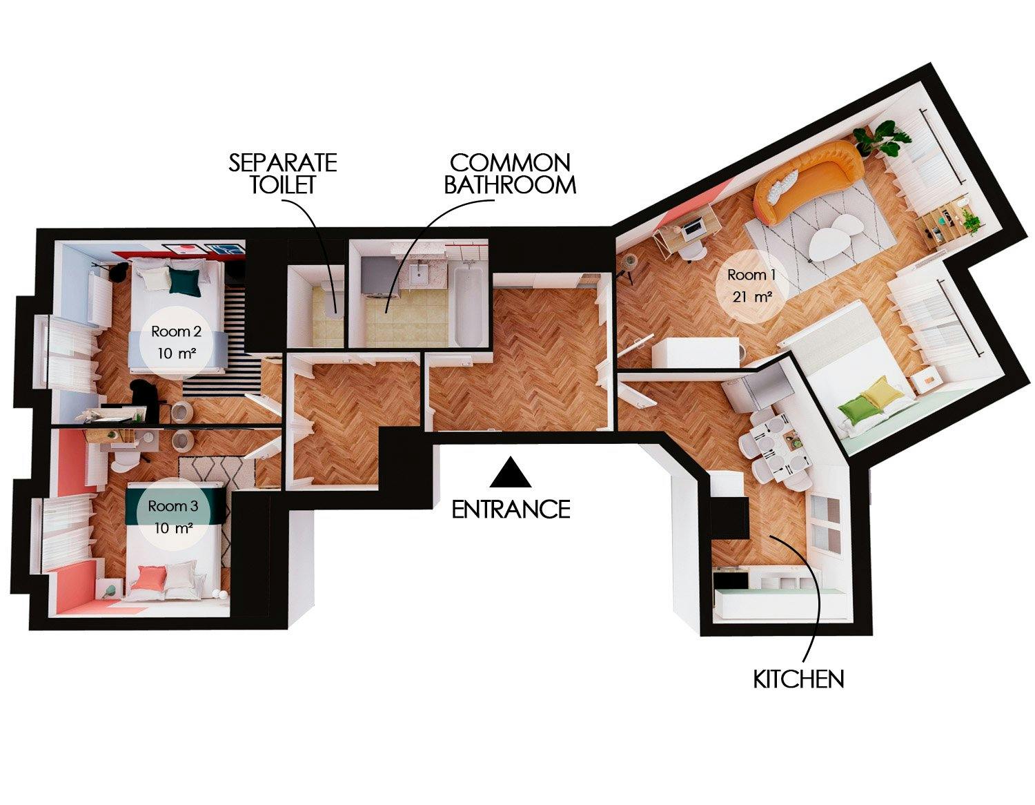 Apartment Saint-Denis, 69m² — photo 17