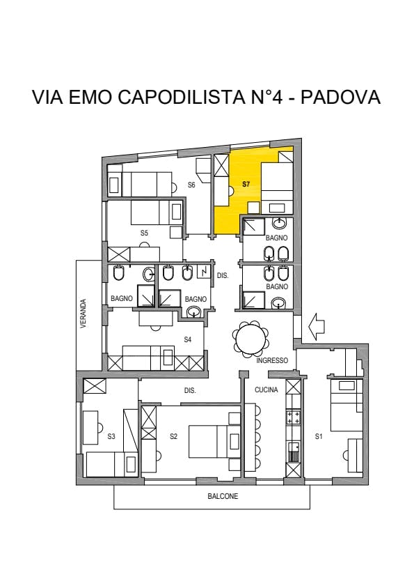 Single room Padova, 1 bed, 9m² — photo 1680
