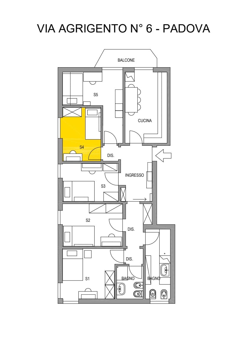 Single room Padova, 1 bed, 9m² — photo 1