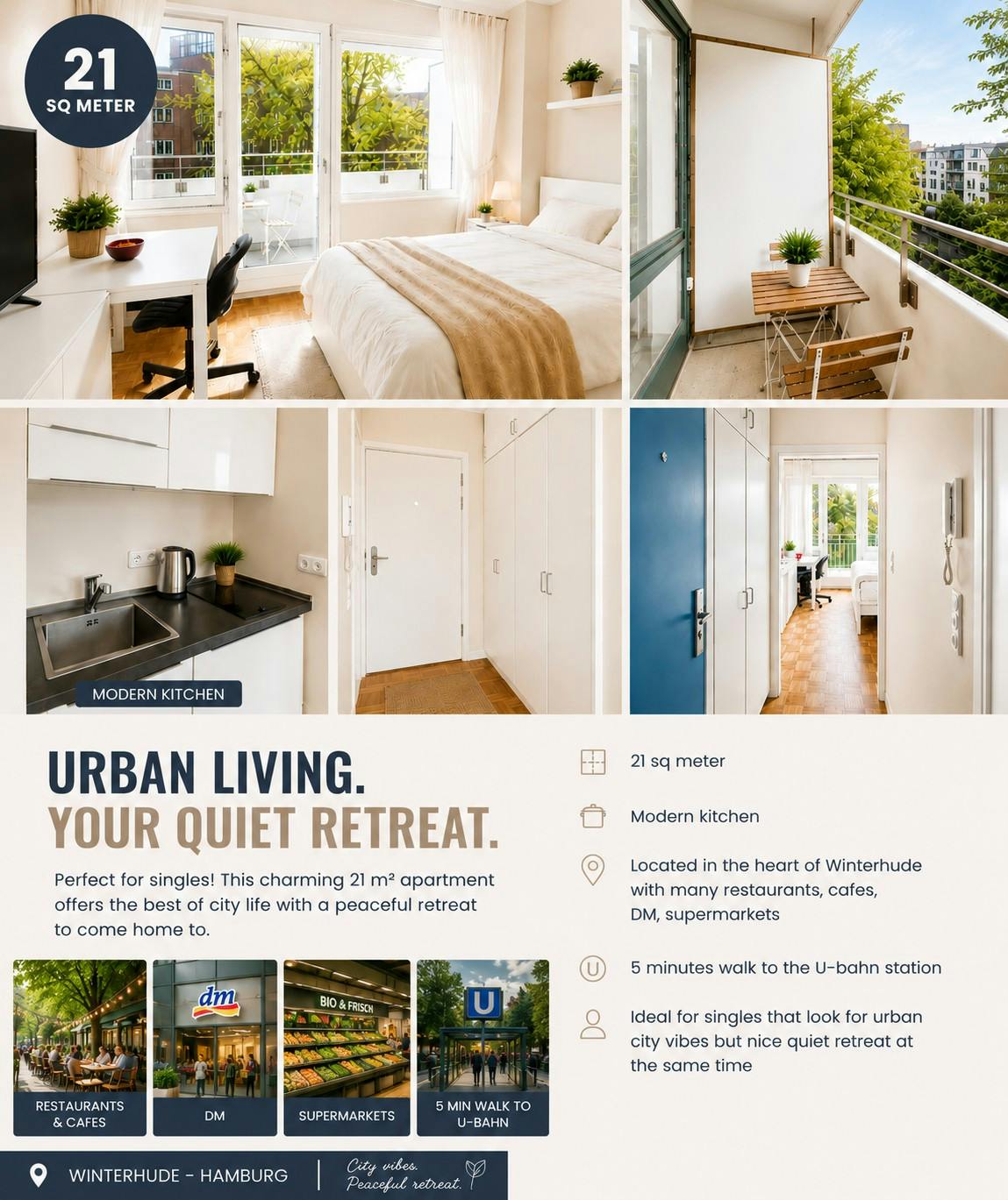 Studio for rent for €1,260 per month in Hamburg, Ohlsdorfer Straße