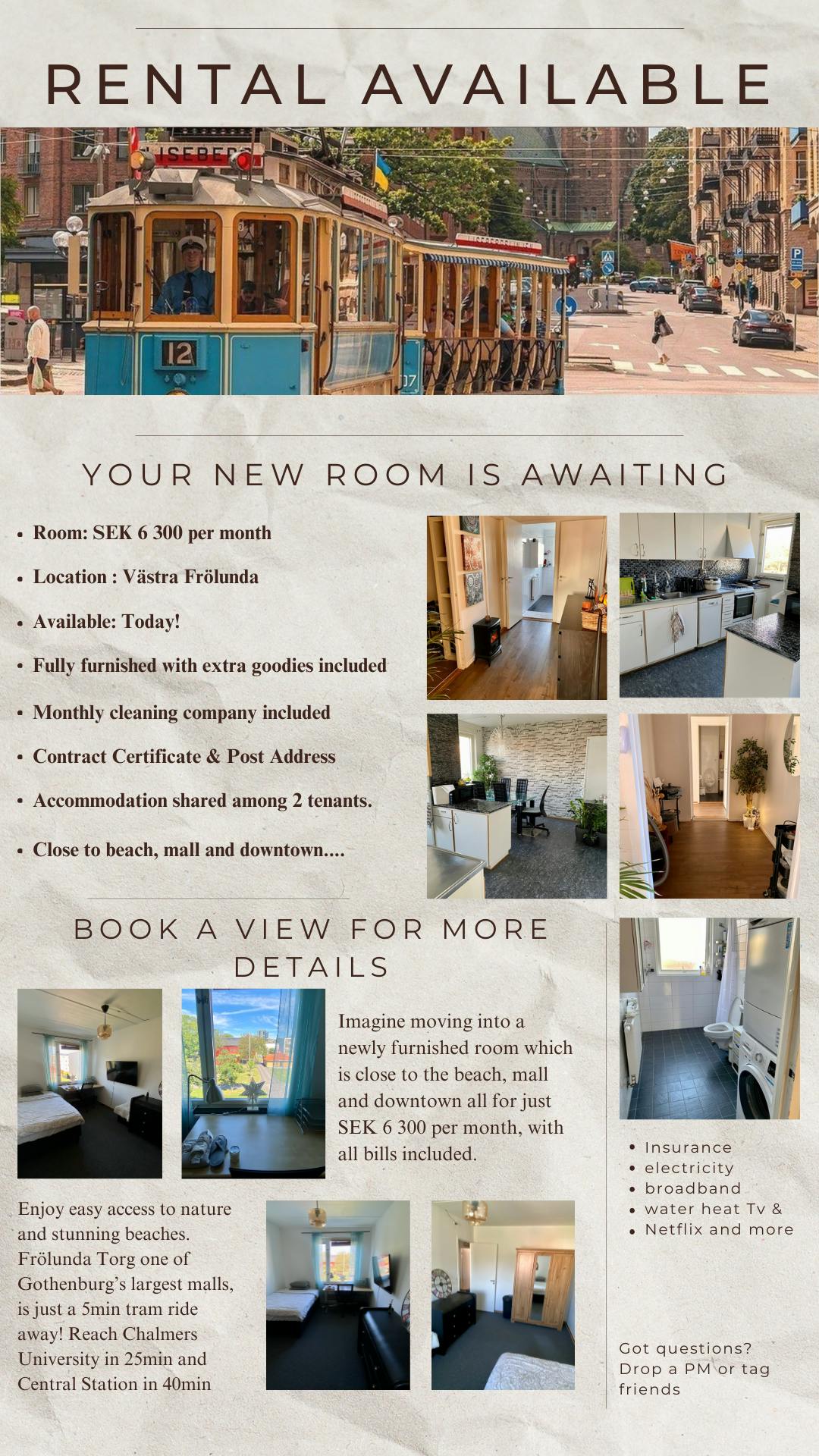 Privé kamer te huur voor SEK 6.533 per maand in Västra Frölunda, Smaragdgatan