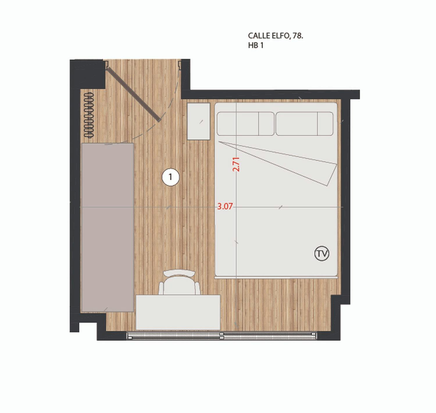 Apartment Madrid, 1 bed, 8m² — photo 5