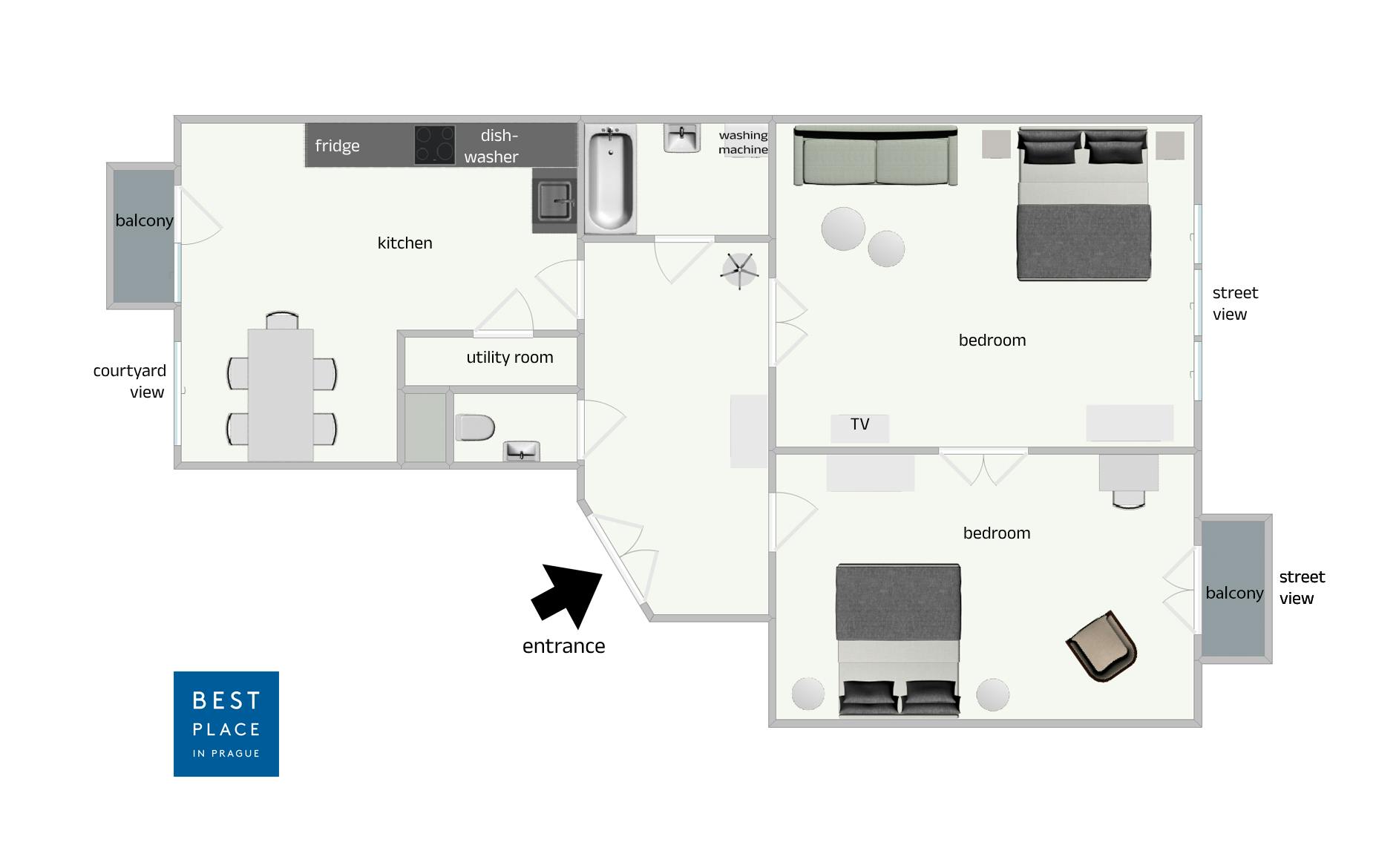 Apartment Prague, 2 beds — photo 3