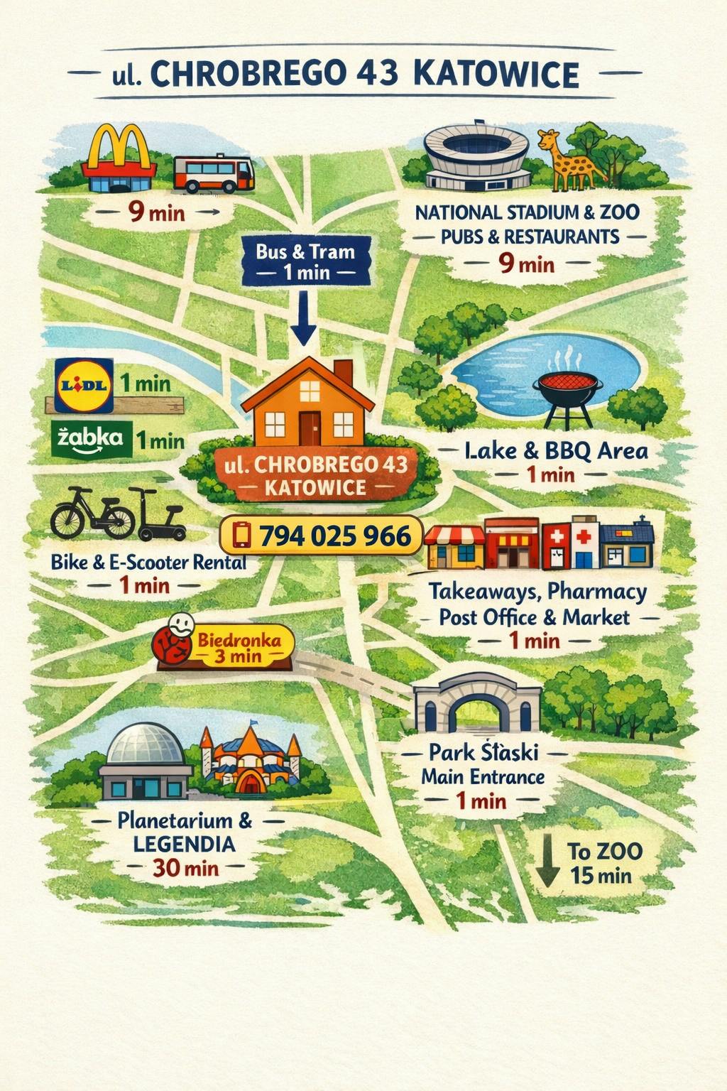 公寓 正在以 PLN 5,490 的月租出租，其位于 Katowice, Bolesława Chrobrego