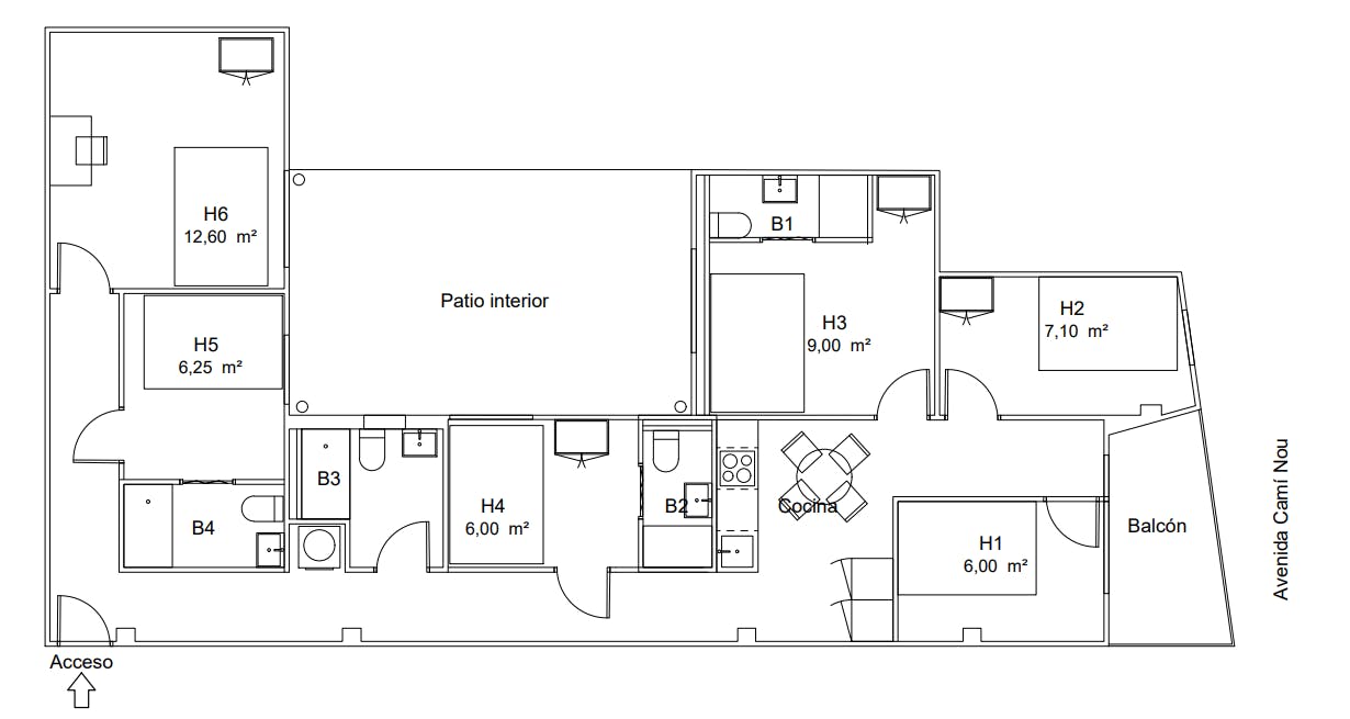 Single room Xirivella, 1 bed, 6m² — photo 1