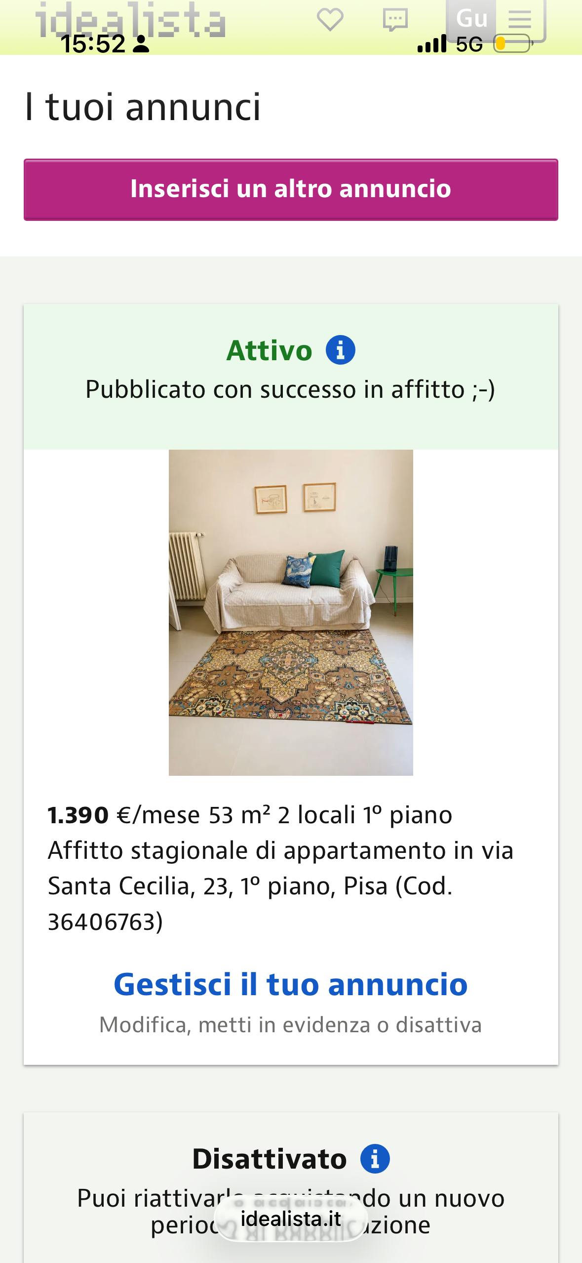 Appartement te huur voor € 1.390 per maand in Pisa, Via Santa Cecilia
